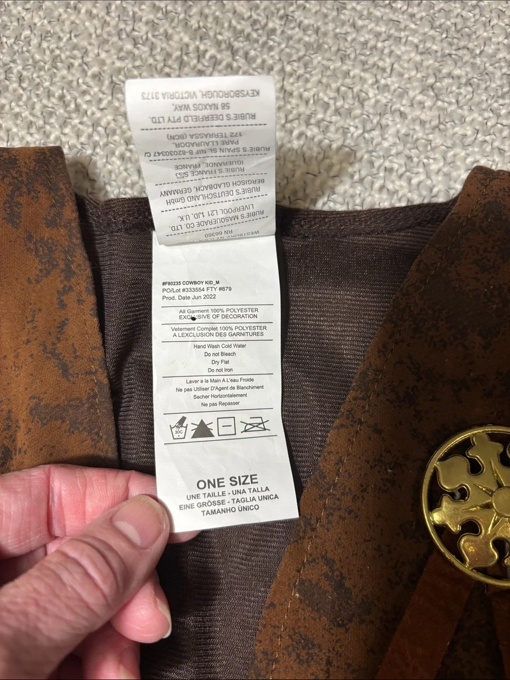 Kids Black & Tan Chaps and Brown Western Fringe Vest Costume Set